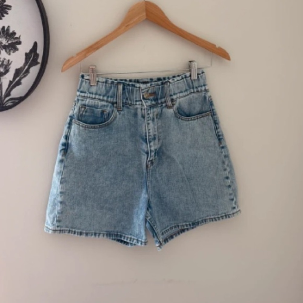 Classic High-Rise Light Blue Denim Shorts